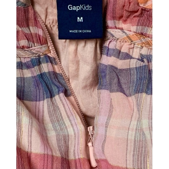 GapKids Spring Plaid Thin Criss Cross Strap Ruffle Maxi Sundress Size Medium - Picture 3 of 7